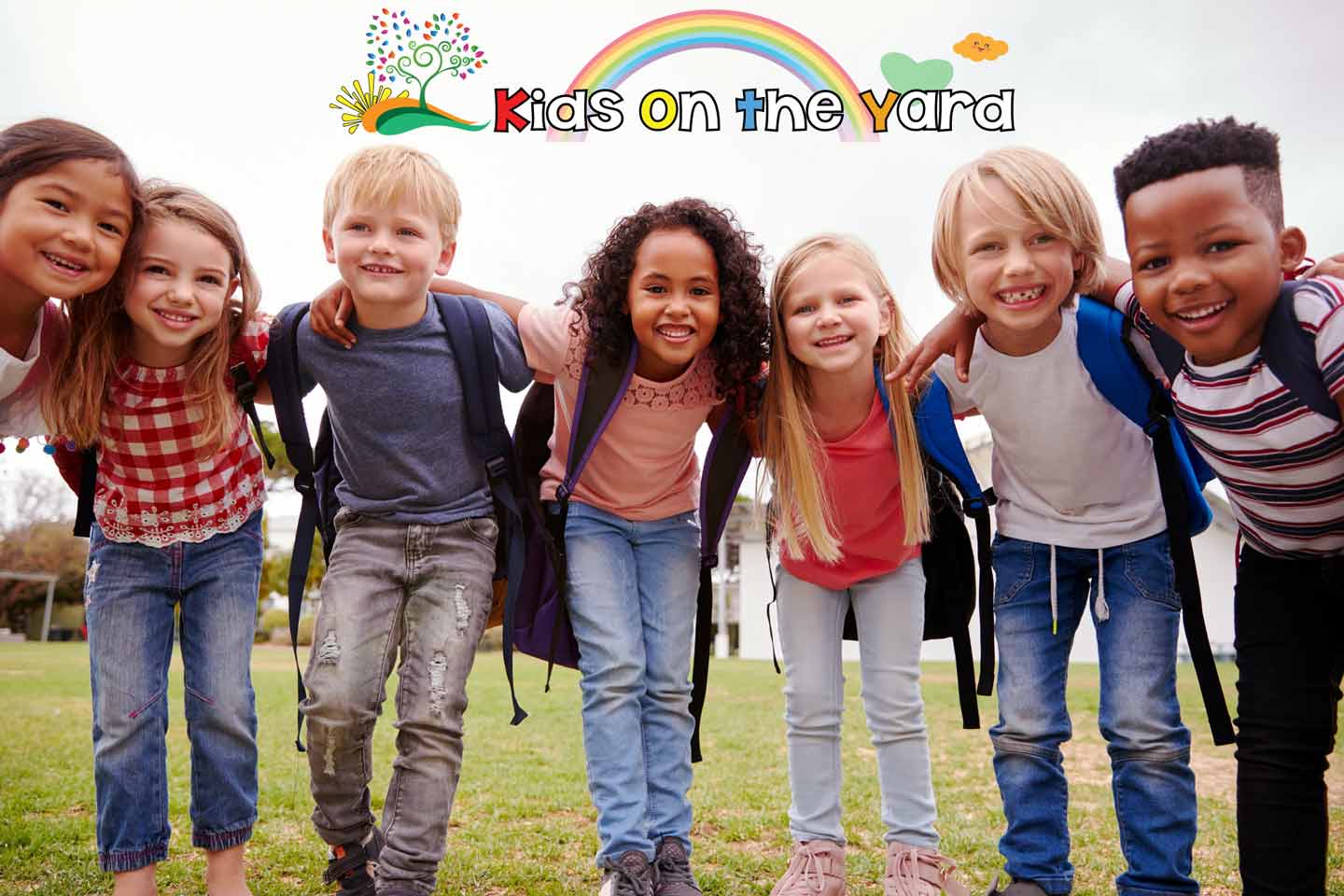 Happy elementary school students