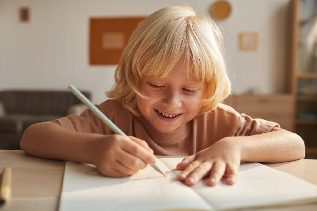 Child writing the report